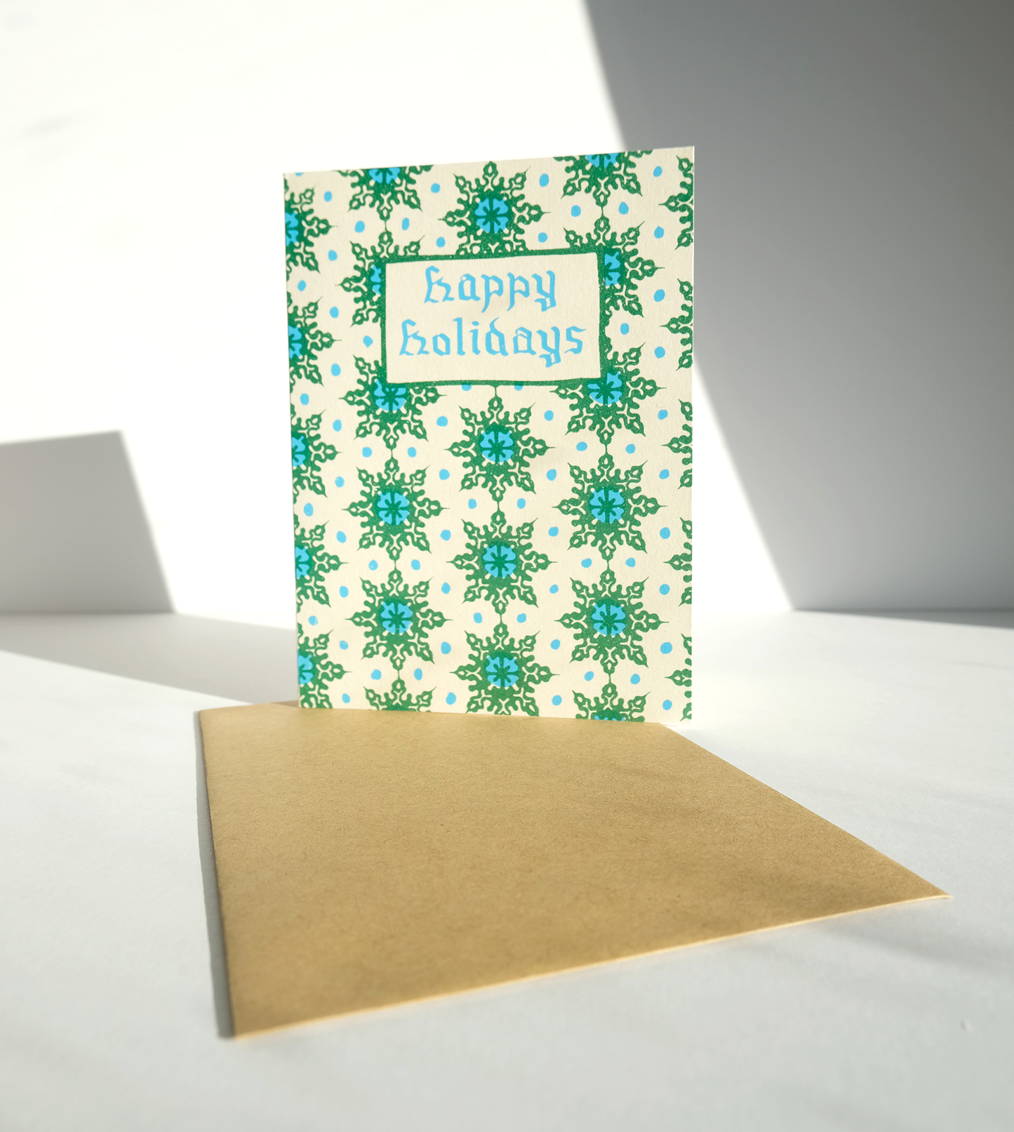 Holiday Snowflake Card - Green and Blue (Pack of 5)