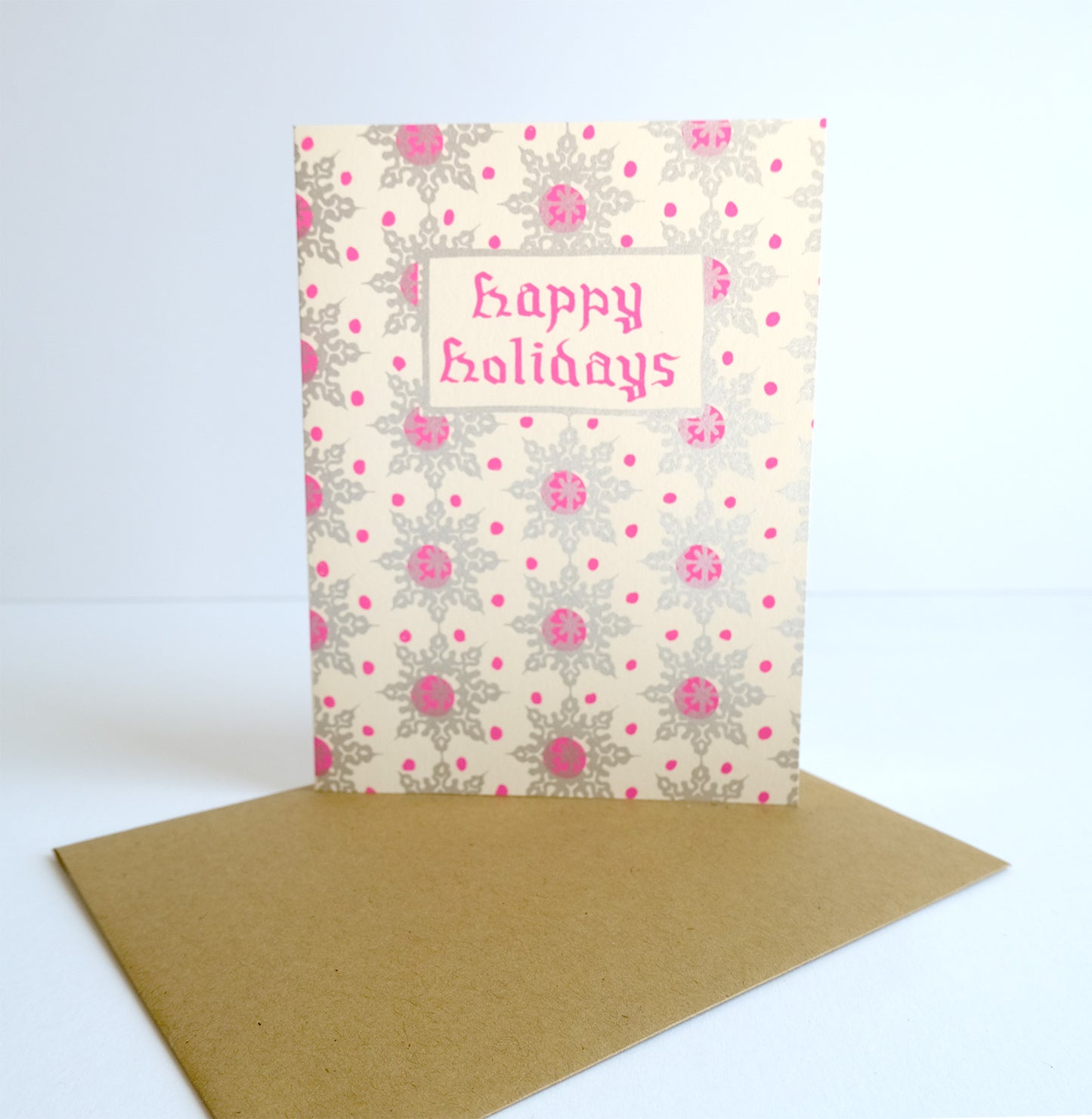 Holiday Snowflake Card - Pink and Silver (Pack of 5)