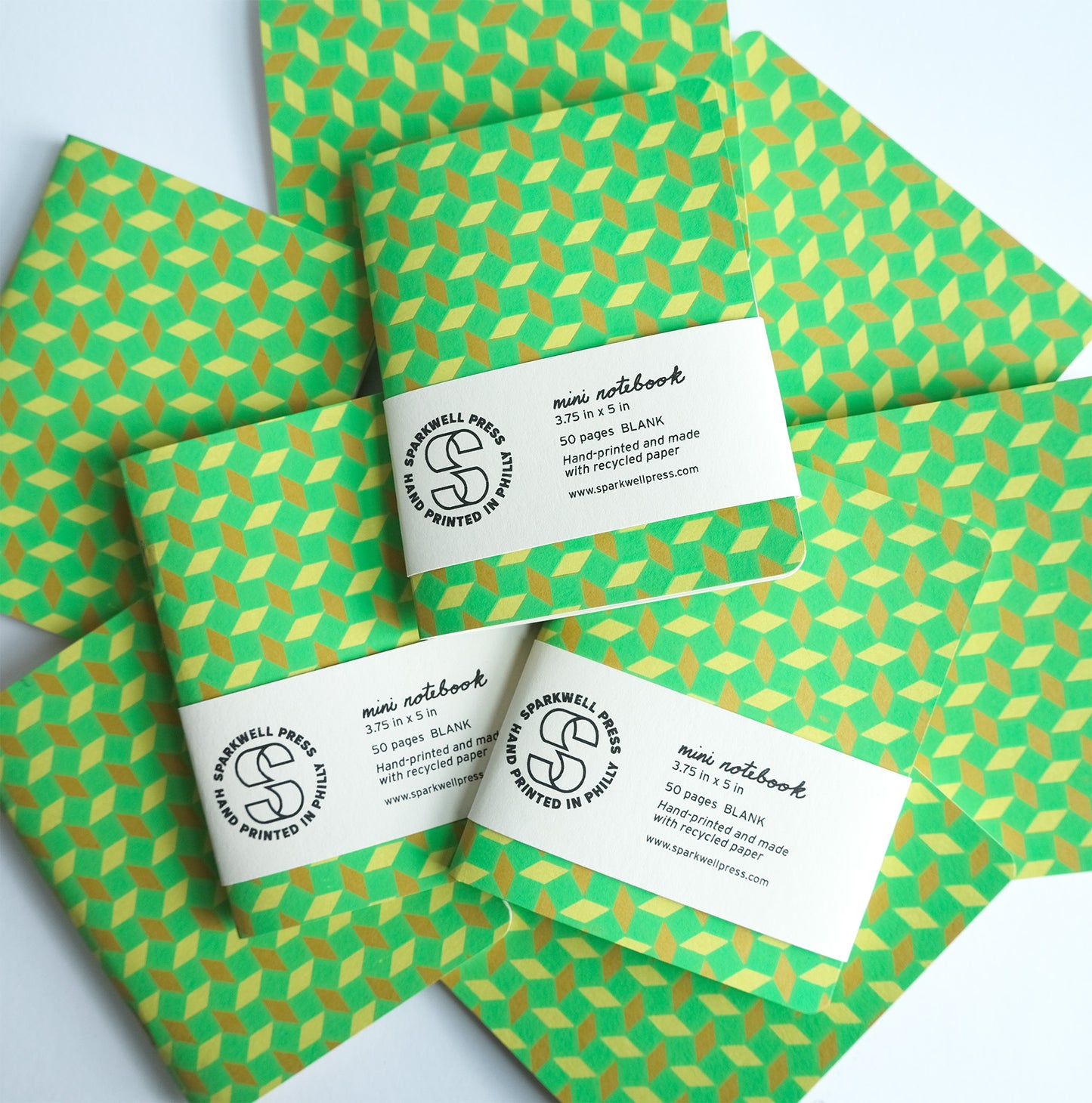 Neon Box Pattern Mini Notebook - Green/Yellow