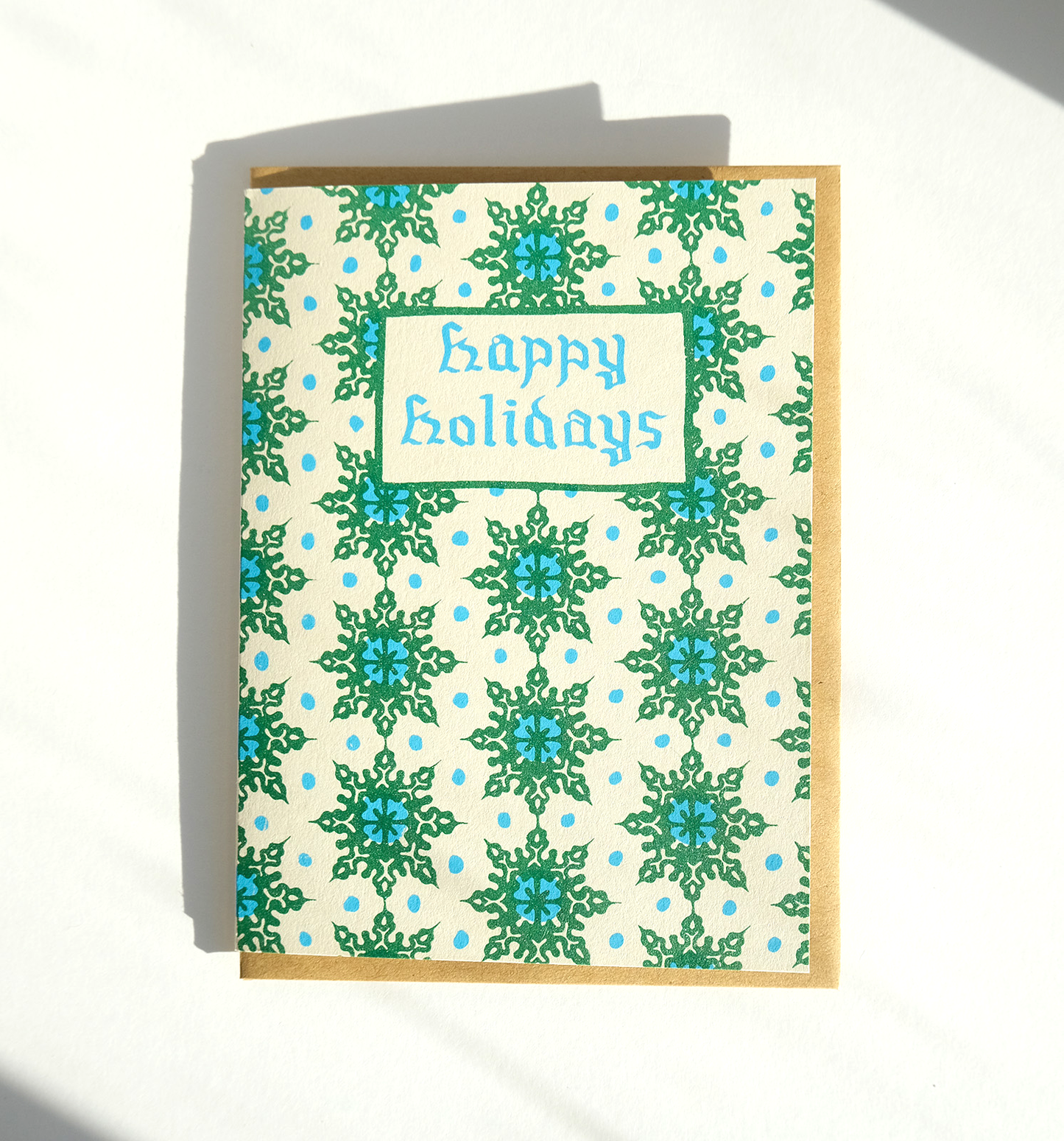 Holiday Snowflake Card - Green and Blue