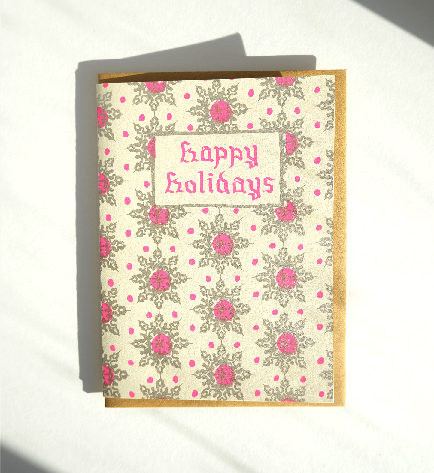 Holiday Snowflake Card - Pink and Silver