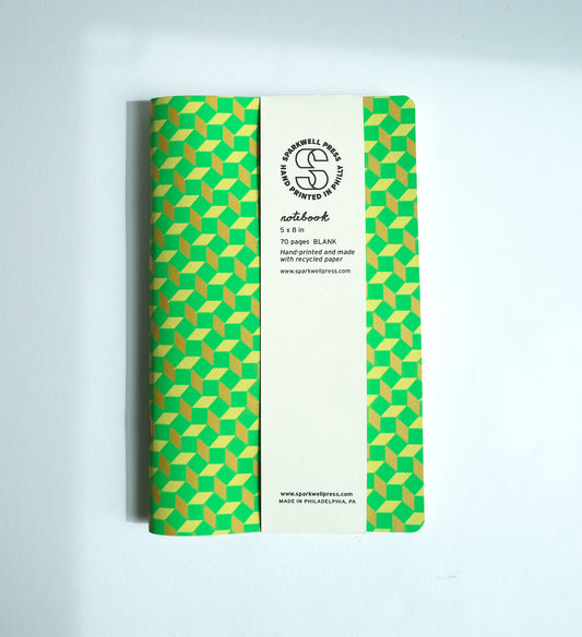 Neon Box Pattern Large Notebook - Green/Yellow