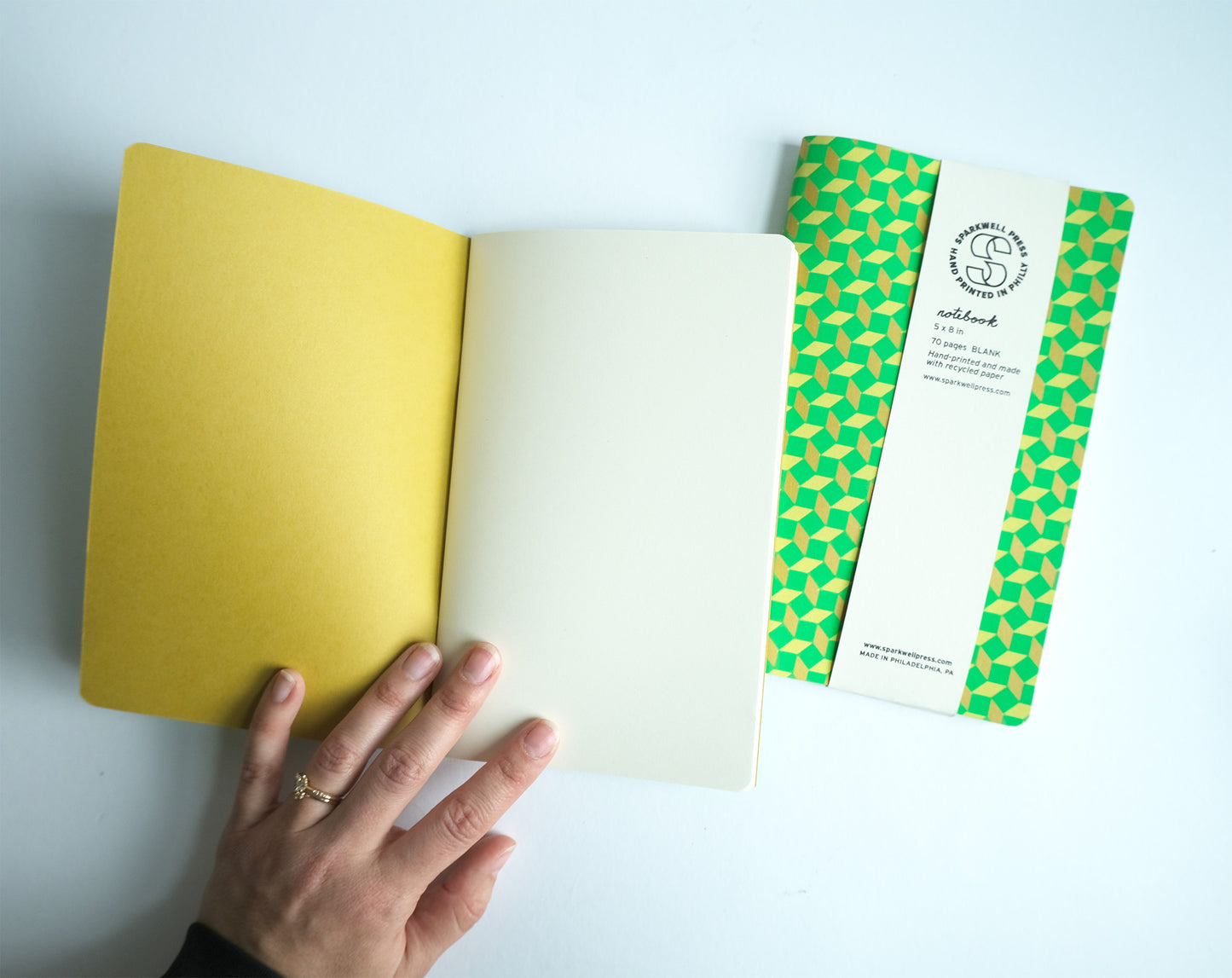 Neon Box Pattern Large Notebook - Green/Yellow