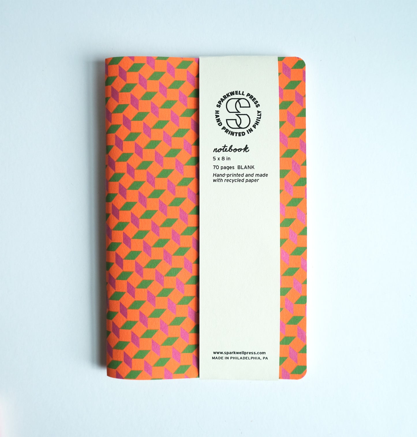 Neon Box Pattern Large Notebook - Orange/Pink