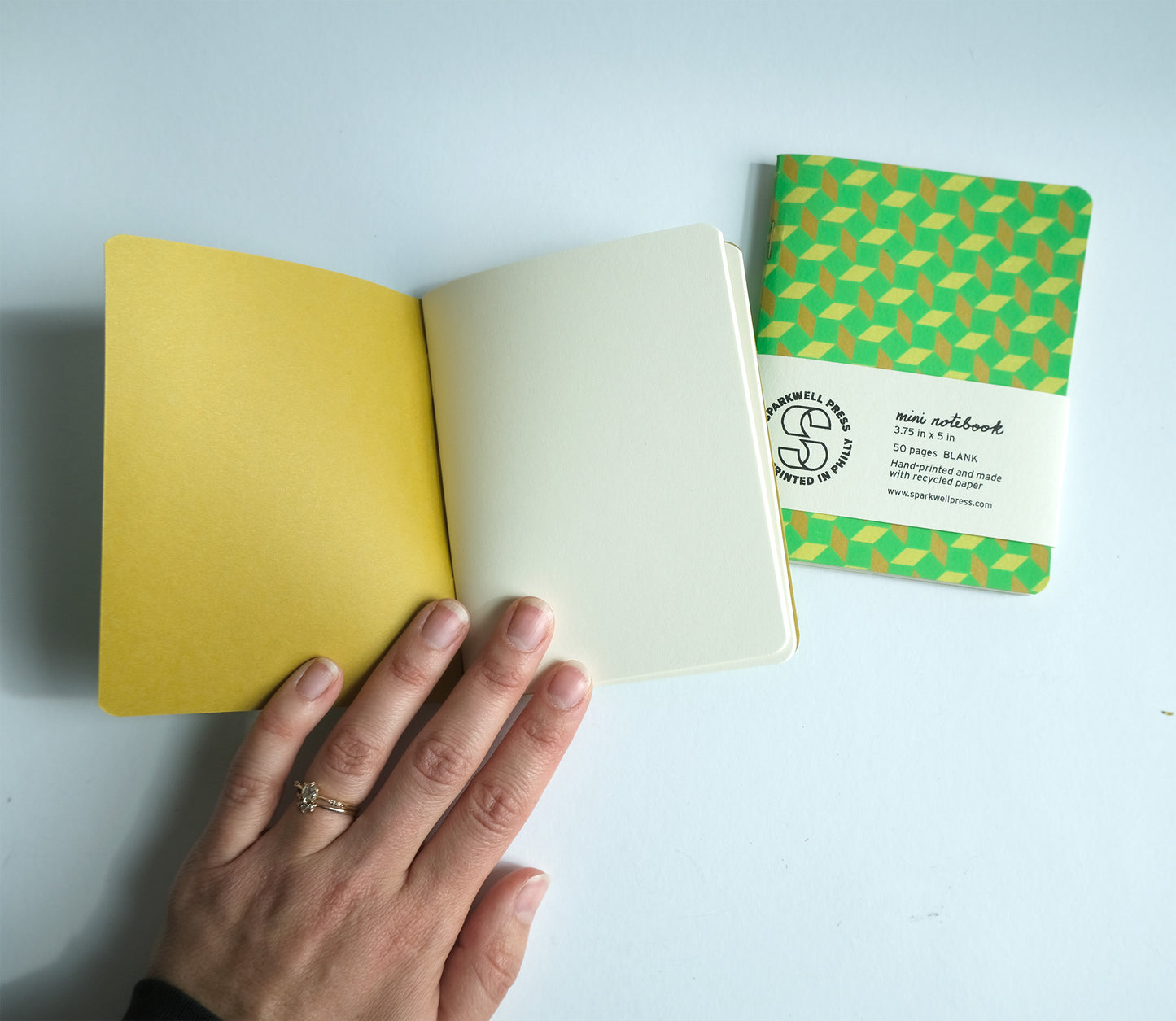 Neon Box Pattern Mini Notebook - Green/Yellow