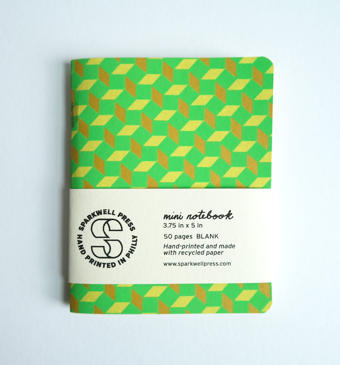 Neon Box Pattern Mini Notebook - Green/Yellow