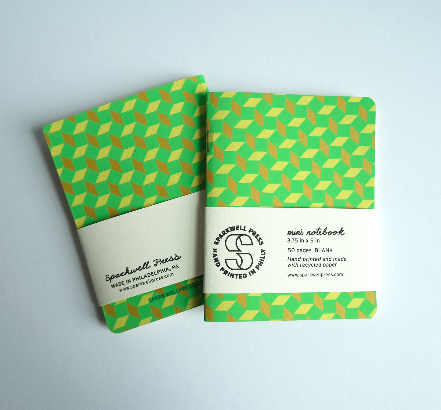Neon Box Pattern Mini Notebook - Green/Yellow