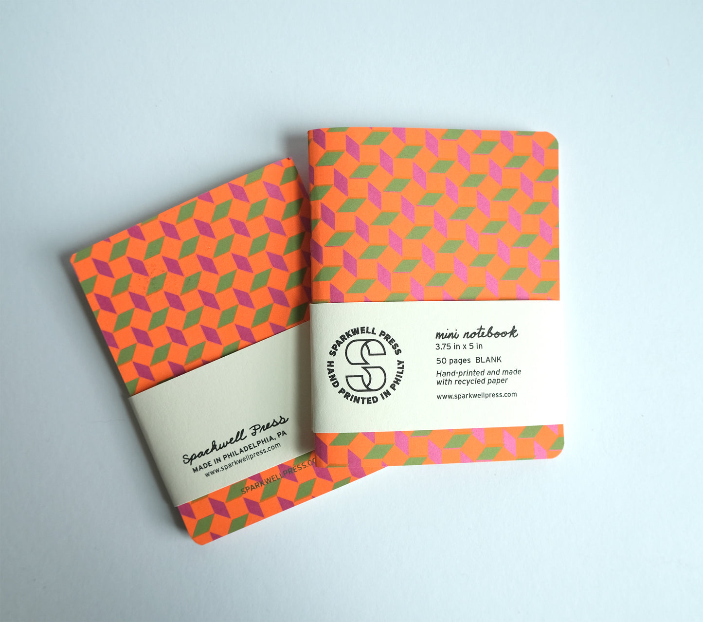 Neon Box Pattern Mini Notebook - Orange/Pink