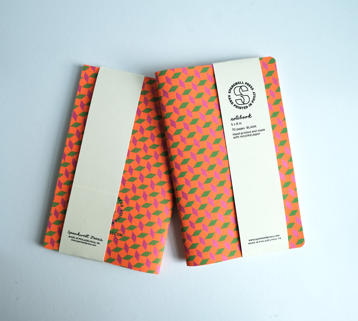 Neon Box Pattern Large Notebook - Orange/Pink